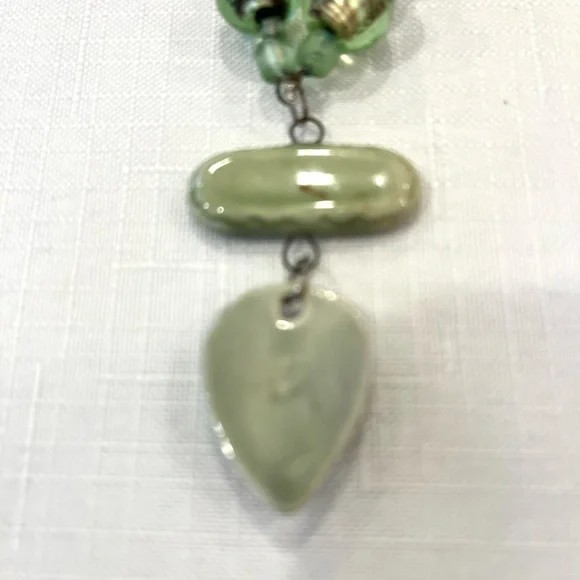 HOPE Handcrafted Glass Bead Necklace in a lovely shade of soft sea glass green - Picture 5 of 7